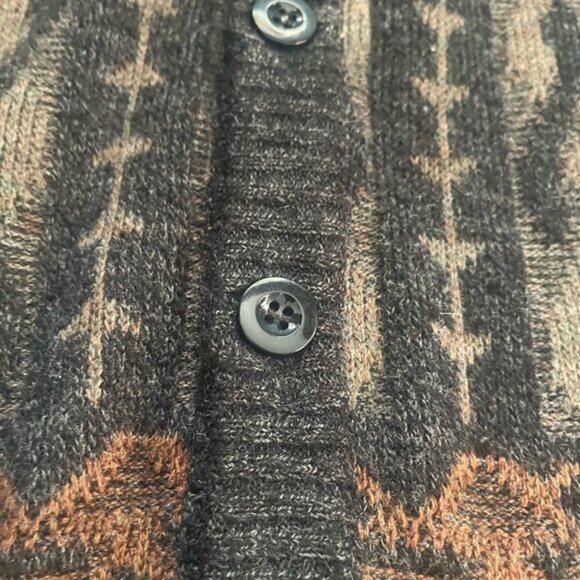 Vintage grandpa cardigan geometric designs full button front fall colourway L - Picture 4 of 6